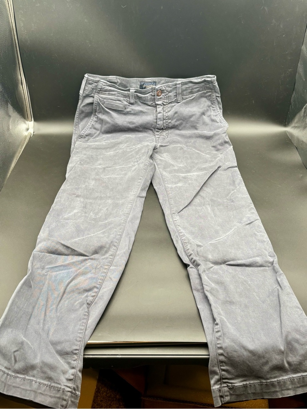 American Eagle Men's Original Straight Chino Pants Grey 32x34 Stretch